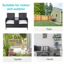 Outsunny 2-Seater Rattan Garden Chair Set With Middle Table - Brown - 841-149BN -OUTSUNNY Sales Shop outsunny 841 149bn 6