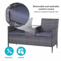 Outsunny 2-Seater Rattan Garden Bench With Centre Table Grey - 841-149GY 18 Outsunny 2-Seater Rattan Garden Bench With Centre Table Grey - 841-149GY -OUTSUNNY Sales Shop outsunny 841 149gy 4