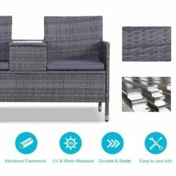 Outsunny 2-Seater Rattan Garden Bench With Centre Table Grey - 841-149GY 17 Outsunny 2-Seater Rattan Garden Bench With Centre Table Grey - 841-149GY -OUTSUNNY Sales Shop outsunny 841 149gy 5