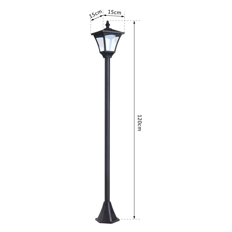 Outsunny Solar Powered Lamp Post - Black - 842-107 10 Outsunny Solar Powered Lamp Post - Black - 842-107 - Image 10