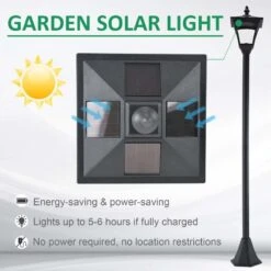 Outsunny Solar Powered Lamp Post - Black - 842-107 18 Outsunny Solar Powered Lamp Post - Black - 842-107 -OUTSUNNY Sales Shop outsunny 842 107 2