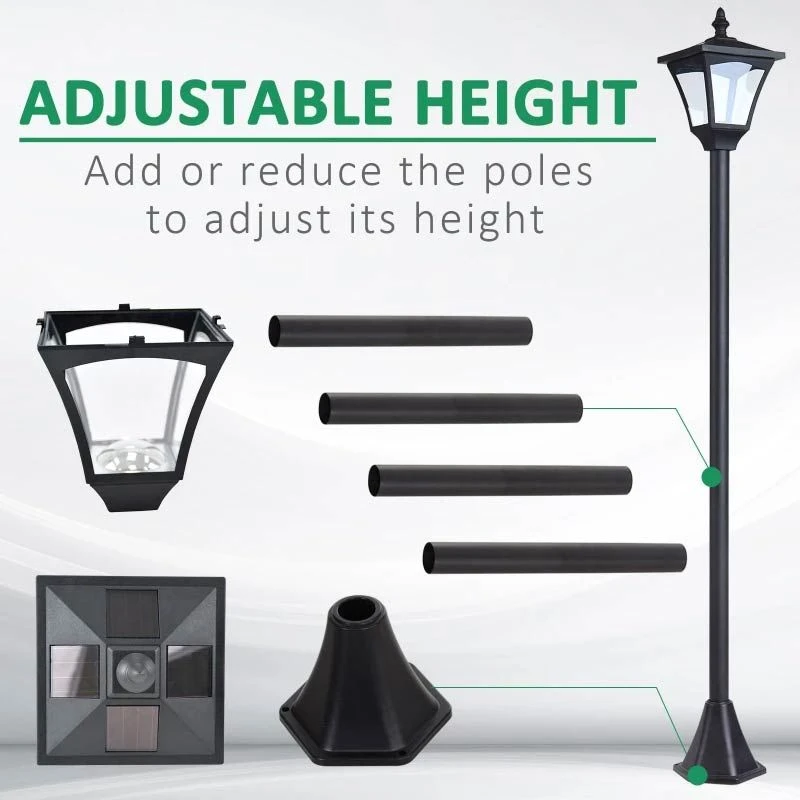 Outsunny Solar Powered Lamp Post - Black - 842-107 7 Outsunny Solar Powered Lamp Post - Black - 842-107 - Image 7