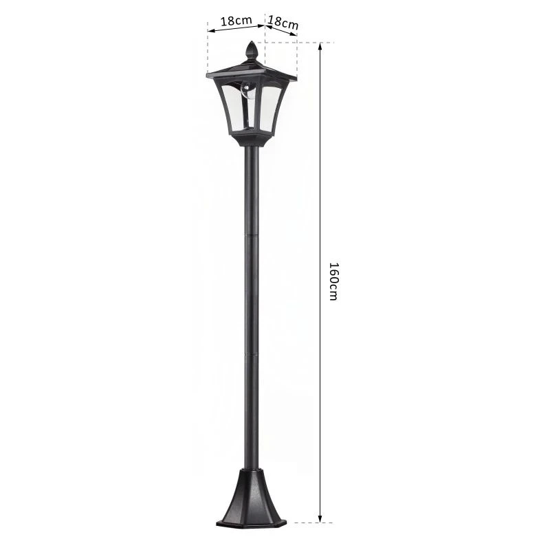 Outsunny Solar Powered Lamp - Black - 842-108 9 Outsunny Solar Powered Lamp - Black - 842-108 - Image 9