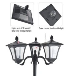 Outsunny Solar Sensor Garden Lamp - Black - 842-109 -OUTSUNNY Sales Shop outsunny 842 109 2