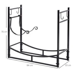 Outsunny Firewood Stand Log Rack Holder - Black - 842-129 -OUTSUNNY Sales Shop outsunny 842 129 1