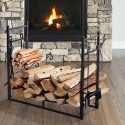 Outsunny Firewood Stand Log Rack Holder - Black - 842-129 -OUTSUNNY Sales Shop outsunny 842 129