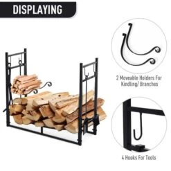 Outsunny Firewood Stand Log Rack Holder - Black - 842-129 -OUTSUNNY Sales Shop outsunny 842 129 3