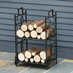 Outsunny 2-Tier Heavy Duty Firewood Rack - Gold - 842-152