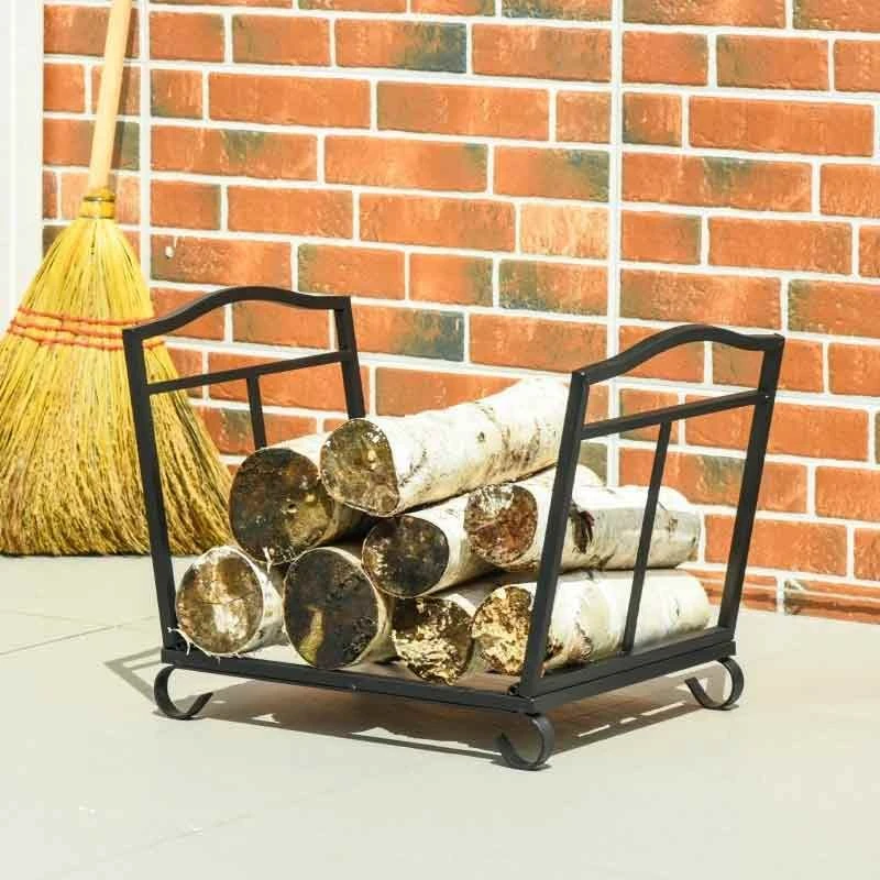 Outsunny Foldable Firewood Log Rack - Black - 842-200 10 Outsunny Foldable Firewood Log Rack - Black - 842-200 - Image 10