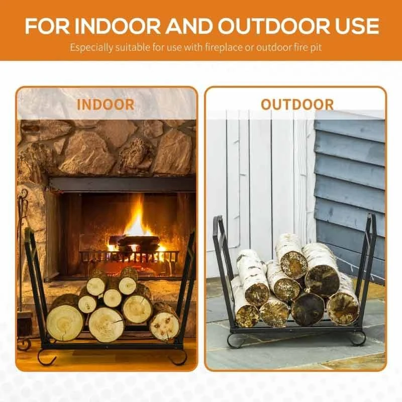 Outsunny Foldable Firewood Log Rack - Black - 842-200 6 Outsunny Foldable Firewood Log Rack - Black - 842-200 - Image 6