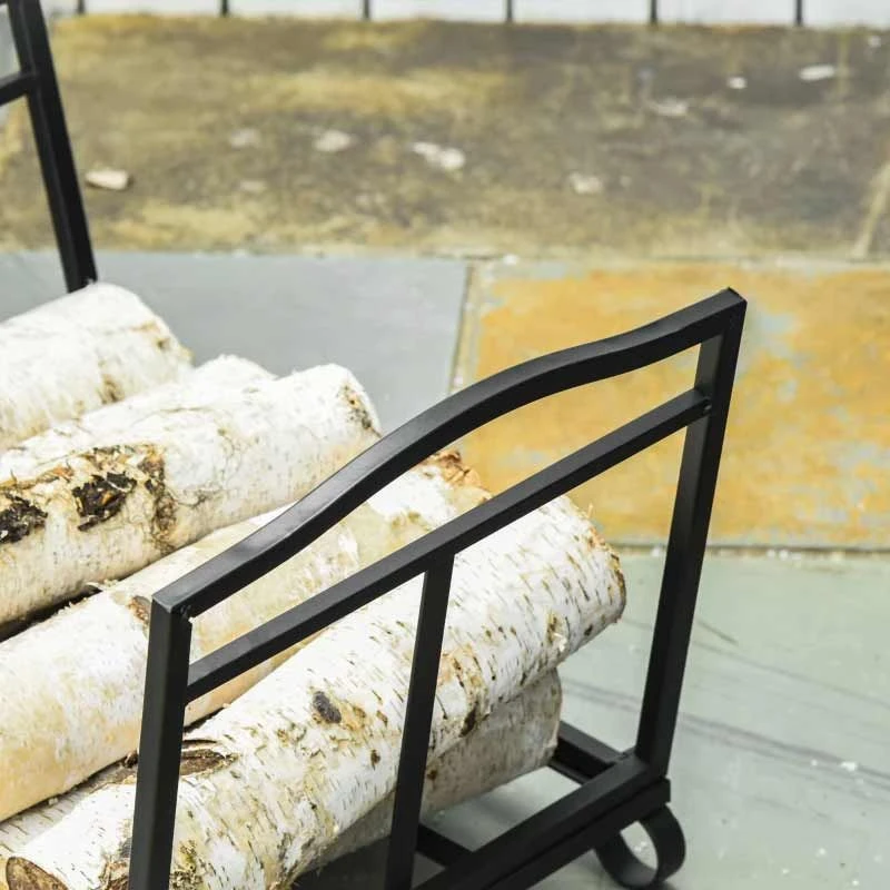 Outsunny Foldable Firewood Log Rack - Black - 842-200 3 Outsunny Foldable Firewood Log Rack - Black - 842-200 - Image 3