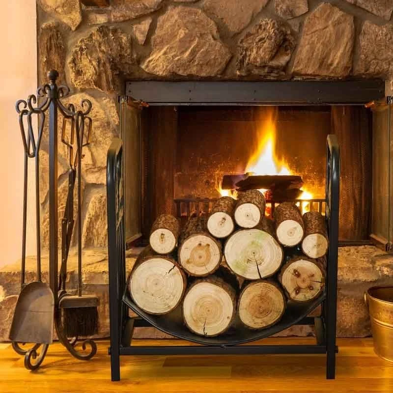 Outsunny Firewood Log Rack - Black - 842-202 1 Outsunny Firewood Log Rack - Black - 842-202