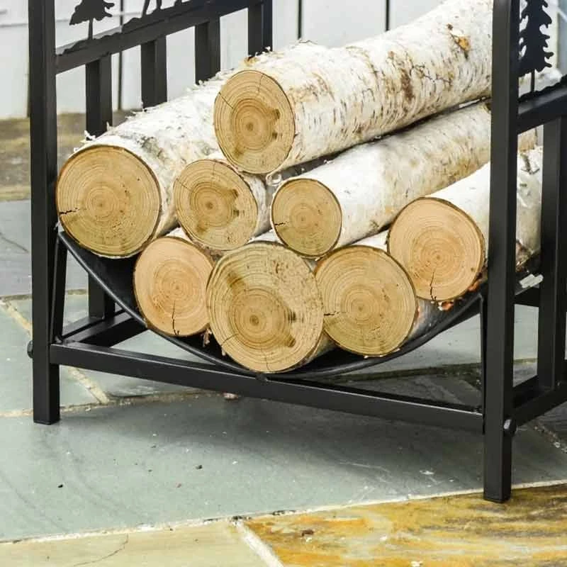 Outsunny Firewood Log Rack - Black - 842-202 4 Outsunny Firewood Log Rack - Black - 842-202 - Image 4