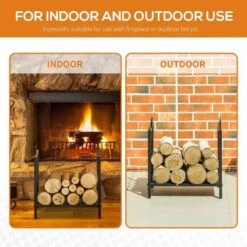 Outsunny Firewood Log Rack - Black - 842-209 -OUTSUNNY Sales Shop outsunny 842 209 5