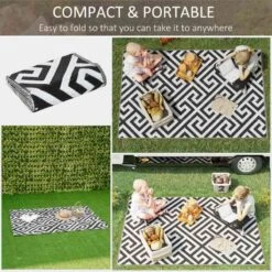 Outsunny 4 X 6ft Reversible Outdoor Rug - Black & White - 844-479 -OUTSUNNY Sales Shop outsunny 844 479 3