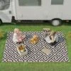 Outsunny 5 X 8ft Reversible Outdoor Rug - Black & White - 844-479V01 -OUTSUNNY Sales Shop outsunny 844 479v01 8