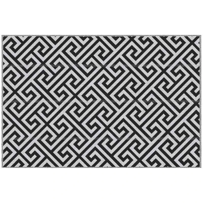 Outsunny 5 X 8ft Reversible Outdoor Rug - Black & White - 844-479V01 2 Outsunny 5 X 8ft Reversible Outdoor Rug - Black & White - 844-479V01 - Image 2