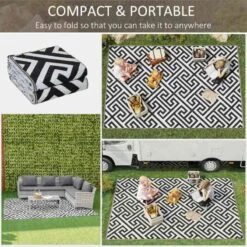 Outsunny 6 X 9ft Reversible Outdoor Rug - Black & White - 844-480 -OUTSUNNY Sales Shop outsunny 844 480 3