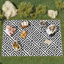 Outsunny 6 X 9ft Reversible Outdoor Rug - Black & White - 844-480 -OUTSUNNY Sales Shop outsunny 844 480 9