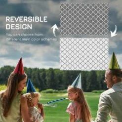 Outsunny Reversible Outdoor Rug With Carry Bag And Ground Stakes - Grey & White -844-638V01LG -OUTSUNNY Sales Shop outsunny 844 638v01lg 6