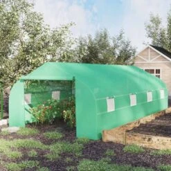 Outsunny Large Polytunnel Greenhouse With Roll-up Door & Windows 600L X 300W X 200Hcm - Green - 845-011 -OUTSUNNY Sales Shop outsunny 845 011 outdoor