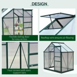 Outsunny Mini Walk-in Greenhouse With Sliding Door & Roof Vent 190L X 132W X 201Hcm - Green - 845-057 -OUTSUNNY Sales Shop outsunny 845 057 design