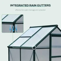 Outsunny Mini Walk-in Greenhouse With Sliding Door & Roof Vent 190L X 132W X 201Hcm - Green - 845-057 -OUTSUNNY Sales Shop outsunny 845 057 gutters