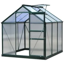 Outsunny Walk In Mini Greenhouse With Sliding Door & Roof Vent 190L X 192W X 201Hcm - Dark Green - 845-058 12 Outsunny Walk In Mini Greenhouse With Sliding Door & Roof Vent 190L X 192W X 201Hcm - Dark Green - 845-058 -OUTSUNNY Sales Shop outsunny 845 058 full