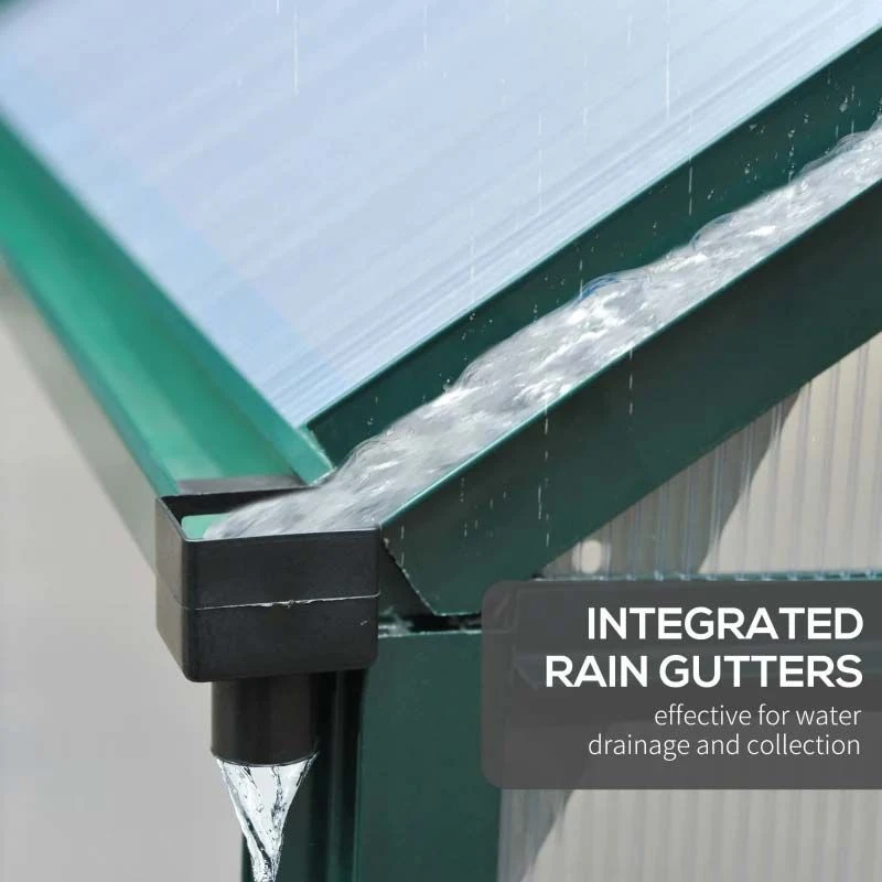 Outsunny Walk In Mini Greenhouse With Sliding Door & Roof Vent 190L X 192W X 201Hcm - Dark Green - 845-058 7 Outsunny Walk In Mini Greenhouse With Sliding Door & Roof Vent 190L X 192W X 201Hcm - Dark Green - 845-058 - Image 7