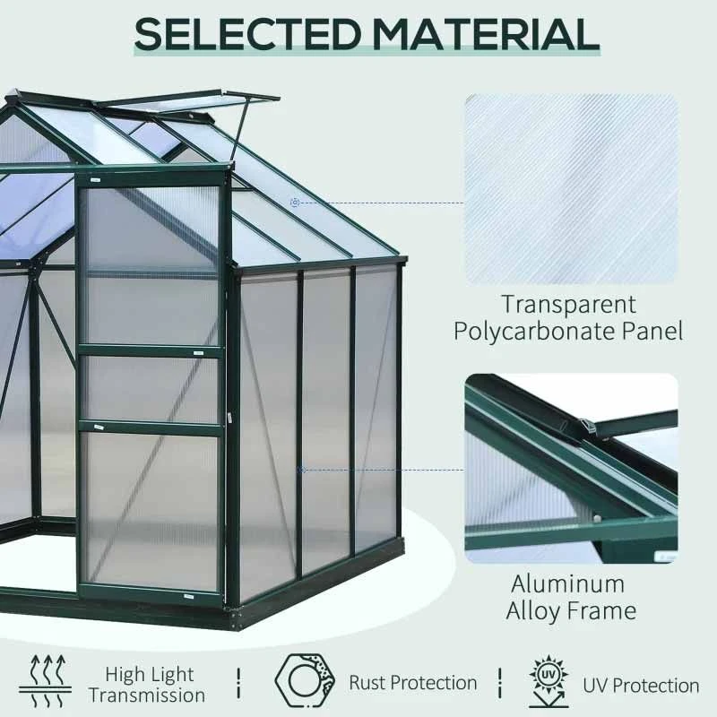 Outsunny Walk In Mini Greenhouse With Sliding Door & Roof Vent 190L X 192W X 201Hcm - Dark Green - 845-058 5 Outsunny Walk In Mini Greenhouse With Sliding Door & Roof Vent 190L X 192W X 201Hcm - Dark Green - 845-058 - Image 5