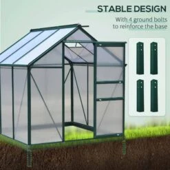 Outsunny Walk In Mini Greenhouse With Sliding Door & Roof Vent 190L X 192W X 201Hcm - Dark Green - 845-058 15 Outsunny Walk In Mini Greenhouse With Sliding Door & Roof Vent 190L X 192W X 201Hcm - Dark Green - 845-058 -OUTSUNNY Sales Shop outsunny 845 058 stable