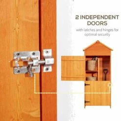 Outsunny 4-Tier Wooden Garden Storage Shed 52D X 84Wcm - Teak - 845-063V01 -OUTSUNNY Sales Shop outsunny 845 063v01 door 1