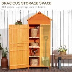 Outsunny 4-Tier Wooden Garden Storage Shed 52D X 84Wcm - Teak - 845-063V01 -OUTSUNNY Sales Shop outsunny 845 063v01 outdoor 1