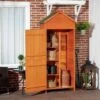 Outsunny 4-Tier Wooden Garden Storage Shed 52D X 84Wcm - Teak - 845-063V01 -OUTSUNNY Sales Shop outsunny 845 063v01 1