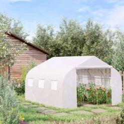 Outsunny Large Walk-In Polytunnel Greenhouse 350L X 300W X 200Hcm - White - 845-068