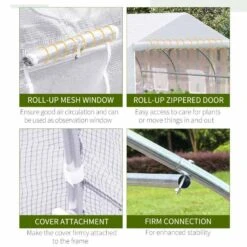 Outsunny Large Walk-In Polytunnel Greenhouse 350L X 300W X 200Hcm - White - 845-068 -OUTSUNNY Sales Shop outsunny 845 068 features