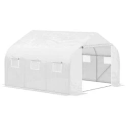Outsunny Large Walk-In Polytunnel Greenhouse 350L X 300W X 200Hcm - White - 845-068 -OUTSUNNY Sales Shop outsunny 845 068 full