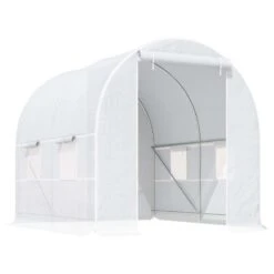Outsunny Walk In Greenhouse With Roll-up Door & Windows 250L X 200W X 200Hcm - White - 845-071 12 Outsunny Walk In Greenhouse With Roll-up Door & Windows 250L X 200W X 200Hcm - White - 845-071 -OUTSUNNY Sales Shop outsunny 845 071 full