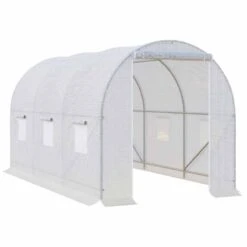 Outsunny Walk In Polytunnel Steel Frame Greenhouse 3.5L X 2W X 2Hm - White - 845-072 12 Outsunny Walk In Polytunnel Steel Frame Greenhouse 3.5L X 2W X 2Hm - White - 845-072 -OUTSUNNY Sales Shop outsunny 845 072 full
