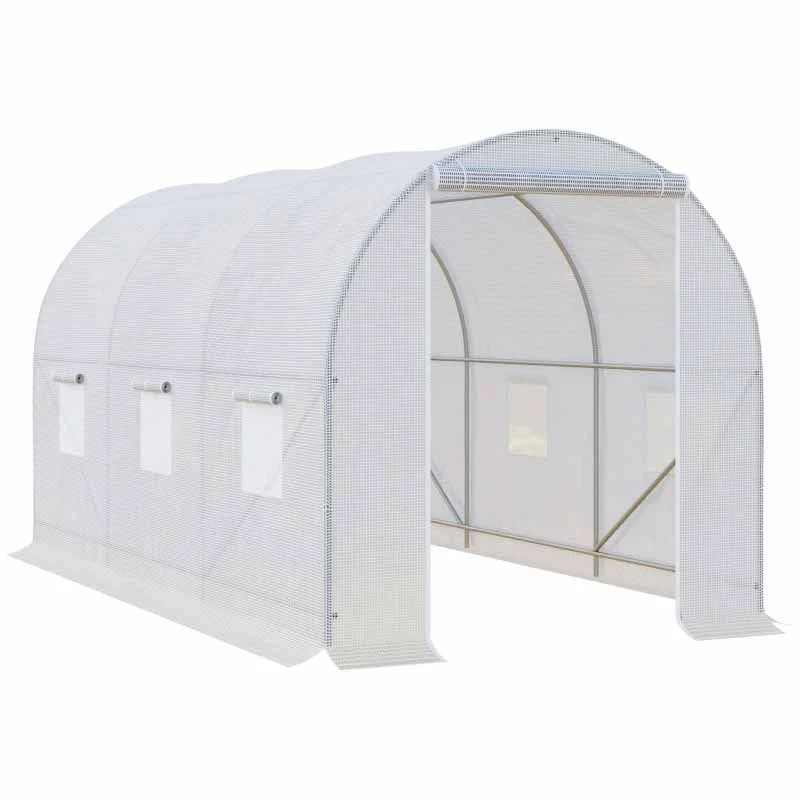 Outsunny Walk In Polytunnel Steel Frame Greenhouse 3.5L X 2W X 2Hm - White - 845-072 3 Outsunny Walk In Polytunnel Steel Frame Greenhouse 3.5L X 2W X 2Hm - White - 845-072 - Image 3