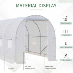 Outsunny Walk In Polytunnel Steel Frame Greenhouse 3.5L X 2W X 2Hm - White - 845-072 14 Outsunny Walk In Polytunnel Steel Frame Greenhouse 3.5L X 2W X 2Hm - White - 845-072 -OUTSUNNY Sales Shop outsunny 845 072 material