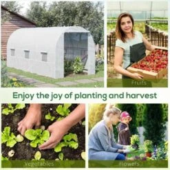 Outsunny Walk In Greenhouse With Roll-up Door & Windows 450L X 200W X 200Hcm - White - 845-073 -OUTSUNNY Sales Shop outsunny 845 073 use