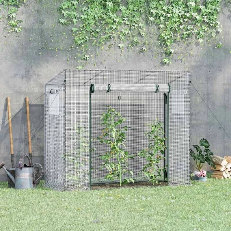 Outsunny Walk-in Patio Greenhouse With Steel Frame 200L X 76W X 168Hcm - White - 845-144V01WT 10 Outsunny Walk-in Patio Greenhouse With Steel Frame 200L X 76W X 168Hcm - White - 845-144V01WT - Image 10