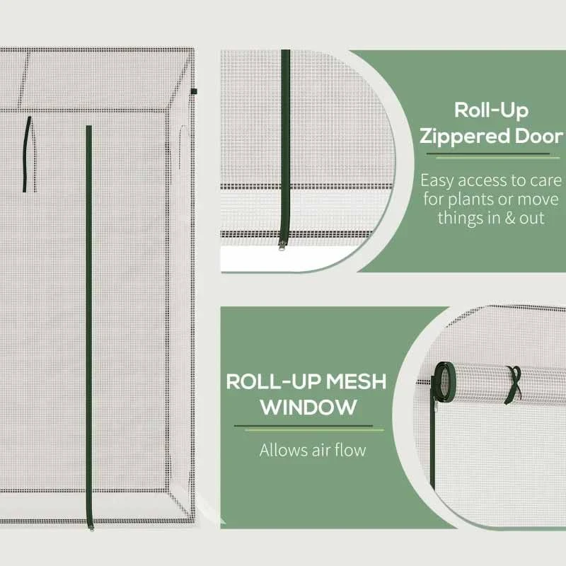 Outsunny Walk-in Patio Greenhouse With Steel Frame 200L X 76W X 168Hcm - White - 845-144V01WT 5 Outsunny Walk-in Patio Greenhouse With Steel Frame 200L X 76W X 168Hcm - White - 845-144V01WT - Image 5