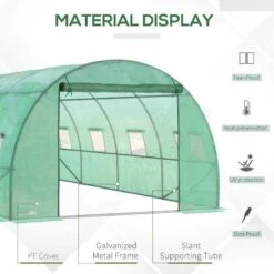 Outsunny 6 X 3m Walk In Large Polytunnel Greenhouse With Windows & Door - Green - 845-145V01 -OUTSUNNY Sales Shop outsunny 845 145v01 material