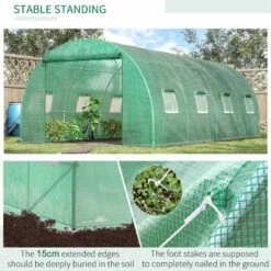 Outsunny 6 X 3m Walk In Large Polytunnel Greenhouse With Windows & Door - Green - 845-145V01 -OUTSUNNY Sales Shop outsunny 845 145v01 stable
