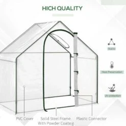 Outsunny Walk In PVC Greenhouse With Zip-up Door & Window 180L X 100W X 168Hcm - Transparent - 845-154V00CR 14 Outsunny Walk In PVC Greenhouse With Zip-up Door & Window 180L X 100W X 168Hcm - Transparent - 845-154V00CR -OUTSUNNY Sales Shop outsunny 845 154v00cr quality