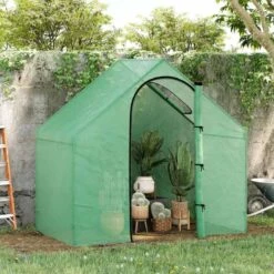Outsunny Walk-In Steel Frame Greenhouse 180L X 100W X 168Hcm - Green - 845-154V01