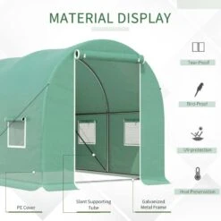Outsunny Walk-in Polytunnel Greenhouse With Zipped Door 300L X 200W X 200Hcm - Green - 845-155 -OUTSUNNY Sales Shop outsunny 845 155 material
