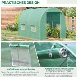 Outsunny Walk-in Polytunnel Greenhouse With Zipped Door 300L X 200W X 200Hcm - Green - 845-155 -OUTSUNNY Sales Shop outsunny 845 155 practical